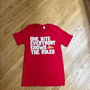 Bella + Canvas Red Pizza Quote Tee One Bite Everybody Knows Size S